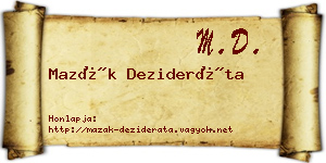 Mazák Dezideráta névjegykártya